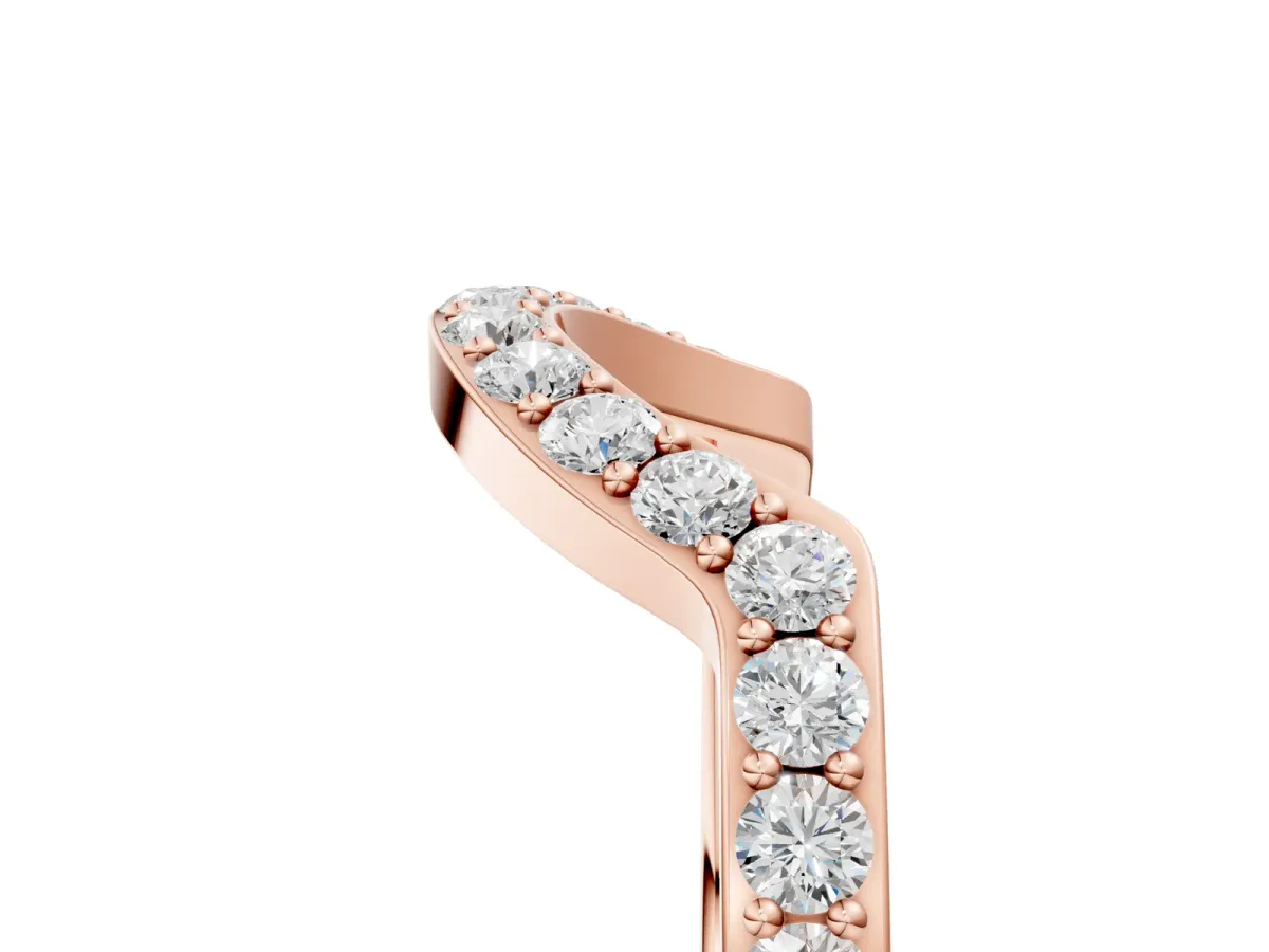 Round Diamond Pavé Set Curved Band with U-Prong Setting Rose gold