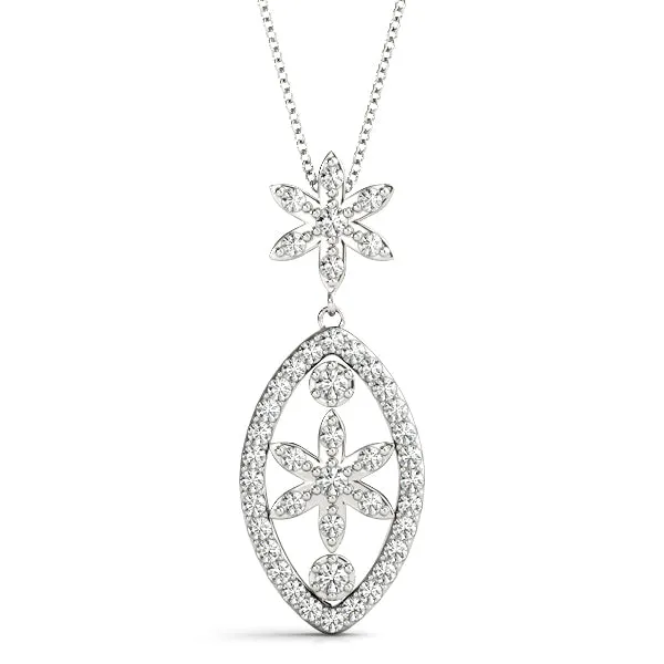 Pavé Marquise Pendant with Floral Prong Setting White gold