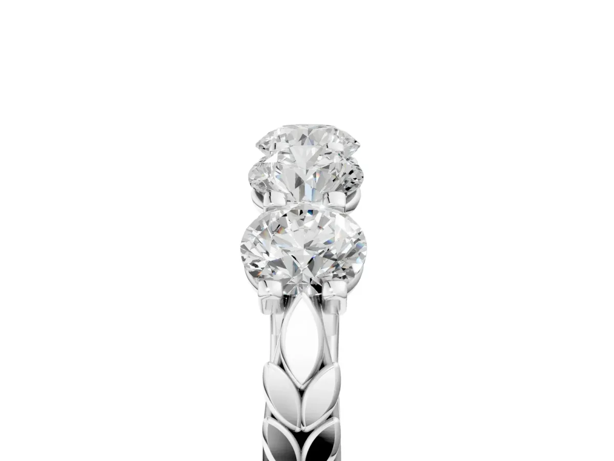 Five-Stone Round Diamond Prong-Set Band White gold