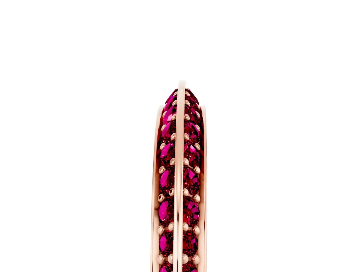 Double Row Pavé Round Garnet Eternity Band with Channel Setting Rose gold
