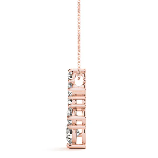 Prong-Set Round Diamond Graduated Pendant Rose gold