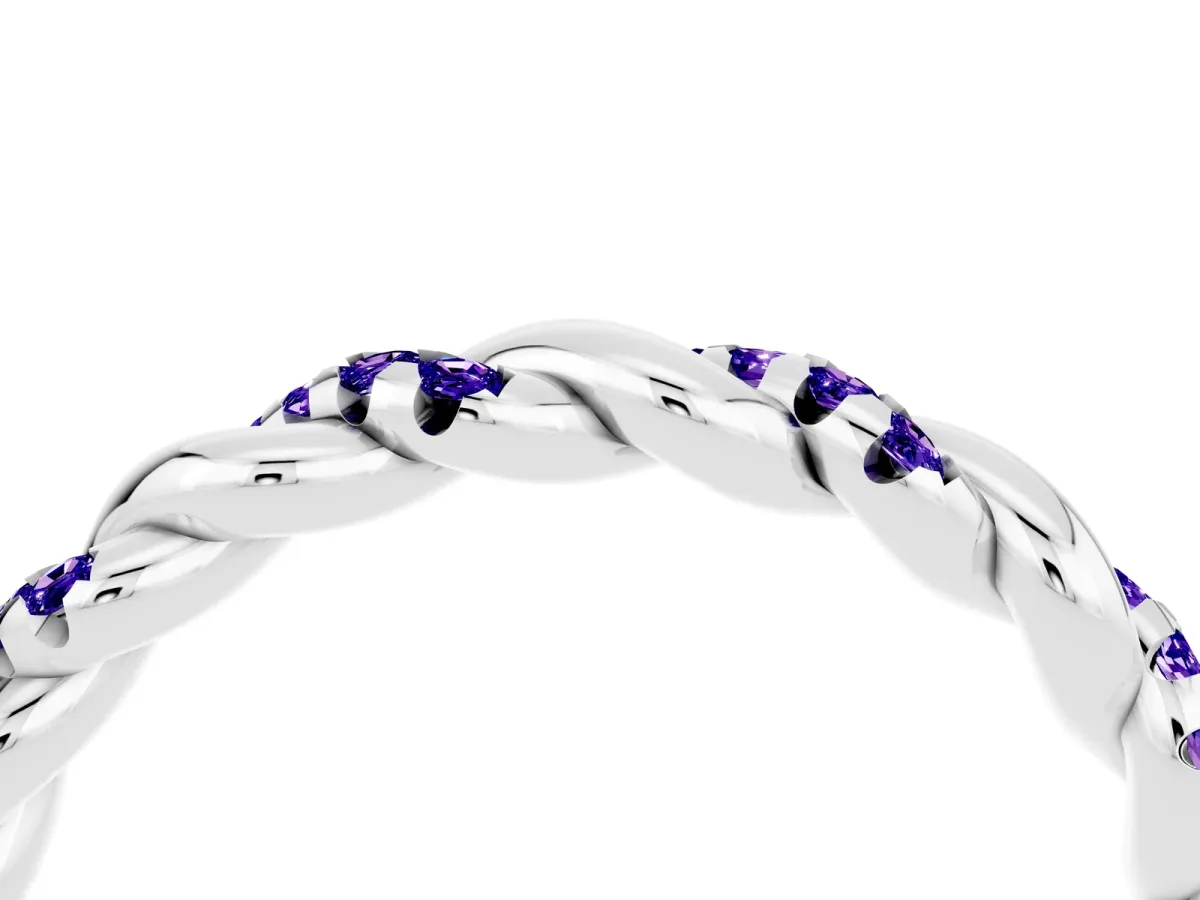 Twisted Pavé Round Tanzanite Eternity Band White gold