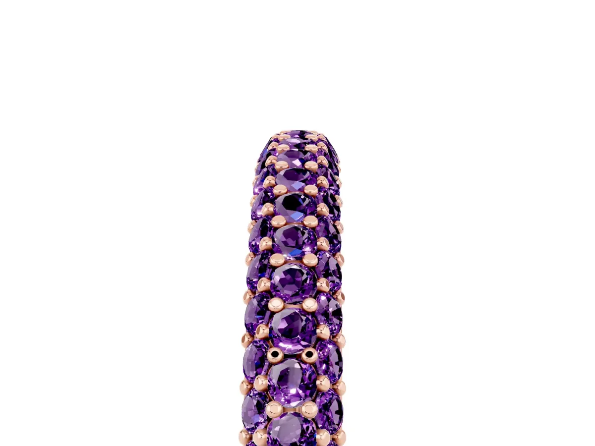 Round Amethyst Pavé Eternity Band with Shared Prong Setting Rose gold