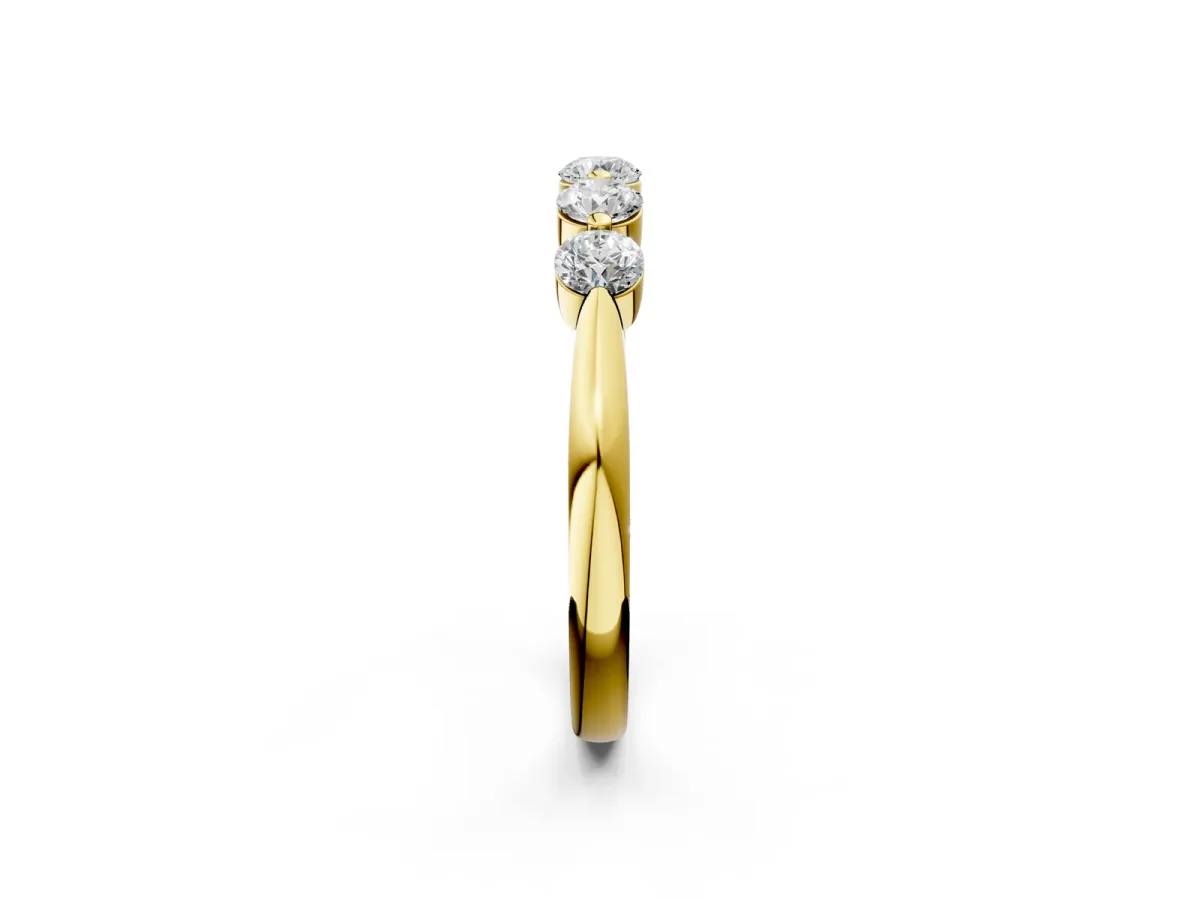 Five-Stone Round Diamond Half-Eternity Band with Prong Setting Yellow gold