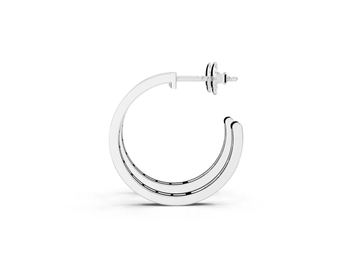 Baguette Diamond Channel-Set Inside-Out Hoop Earrings Platinum
