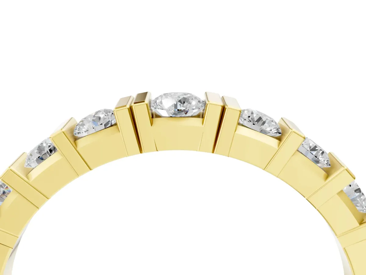 Round Channel Set Diamond Half Eternity Band Yellow gold