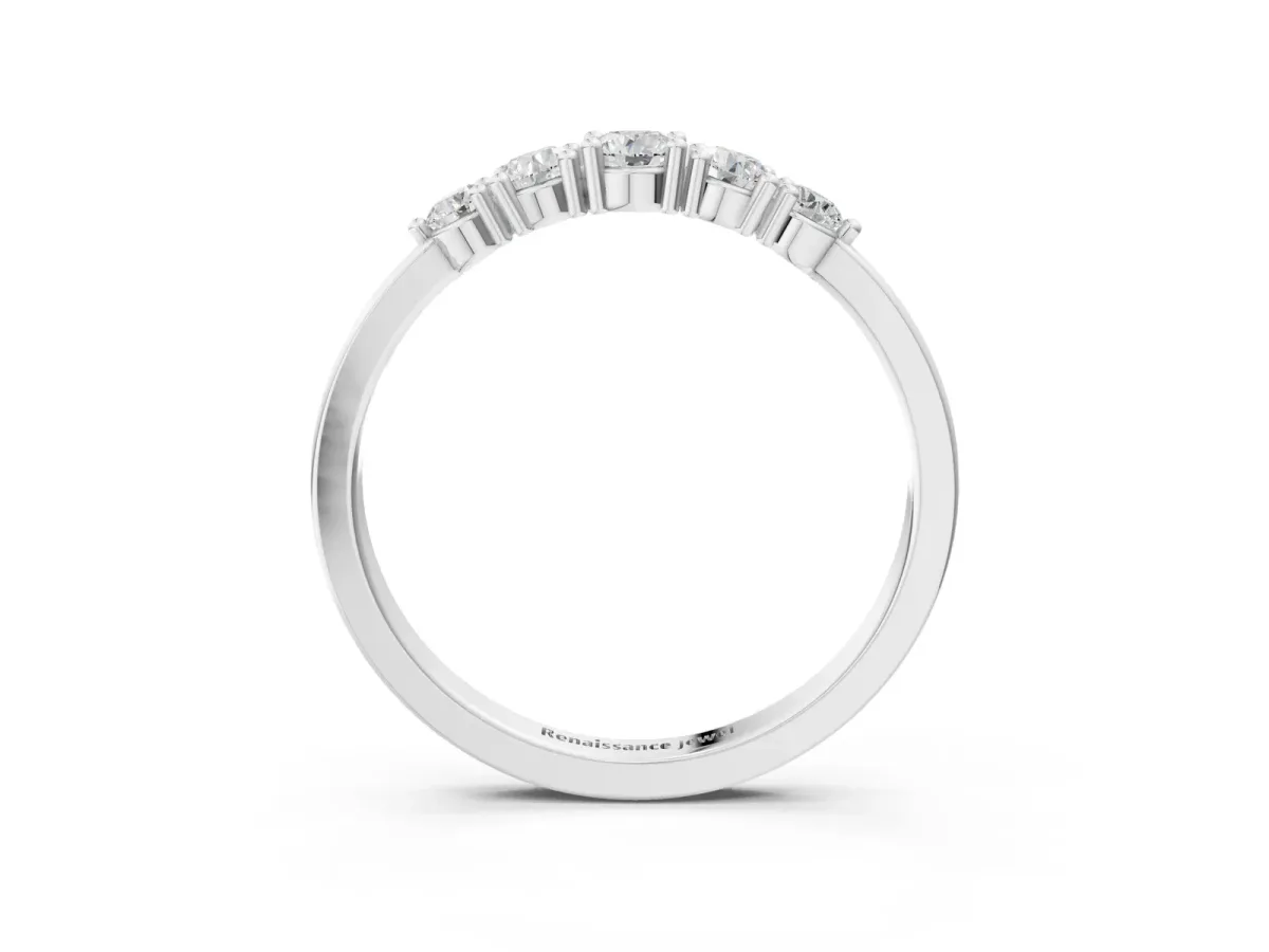 Round Brilliant Diamond Half-Eternity Band with Prong Setting White gold