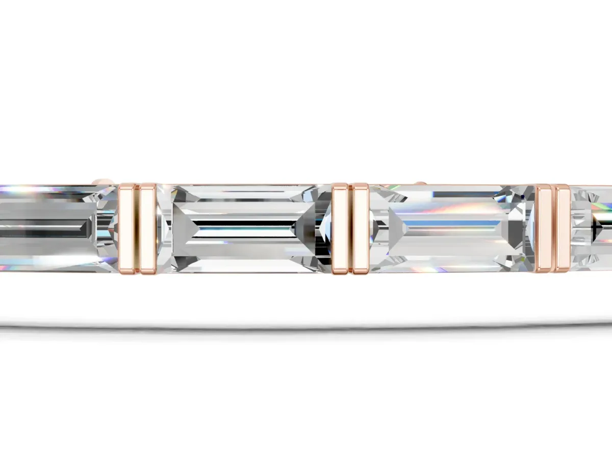 Baguette Cut Diamond Bar Set Tennis Bracelet Rose gold