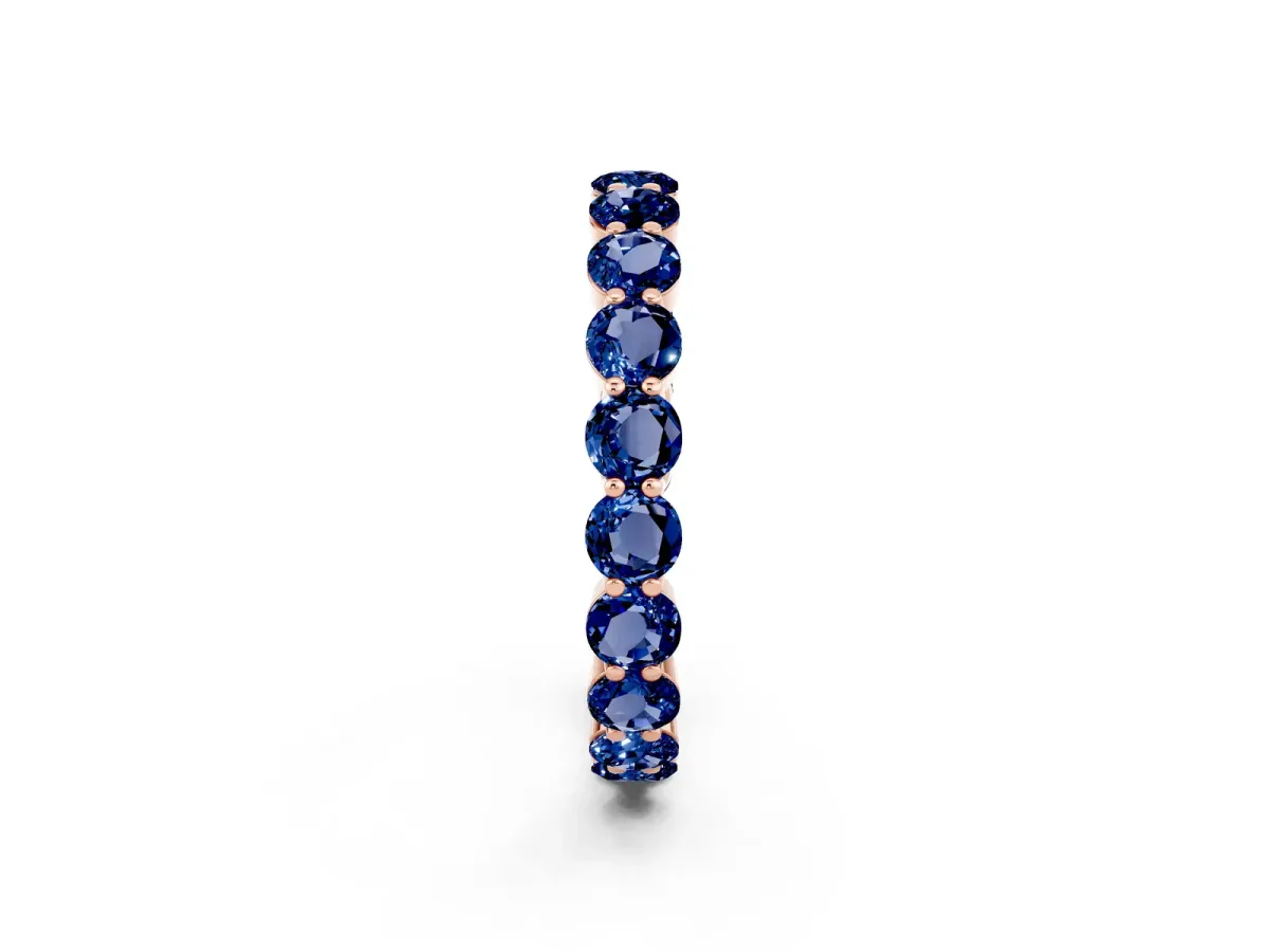 Round Blue Sapphire Eternity Band with U-Prong Setting Rose gold