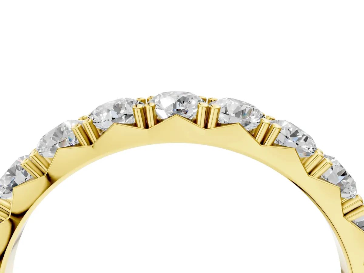 Round Diamond Eternity Band with Pavé Setting and Shared Prong Yellow gold