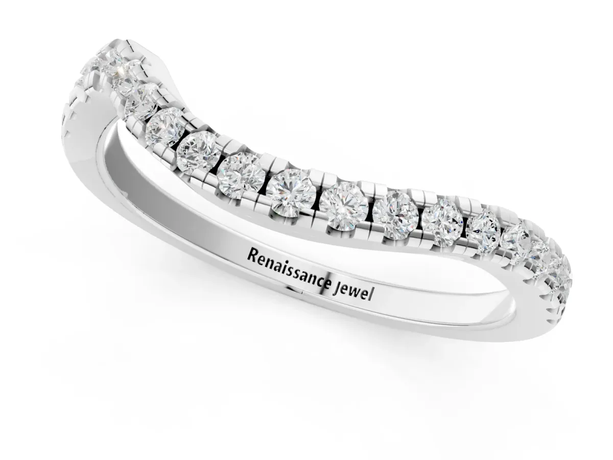 Round Diamond Pavé Twist Band with U-Prong Setting Silver