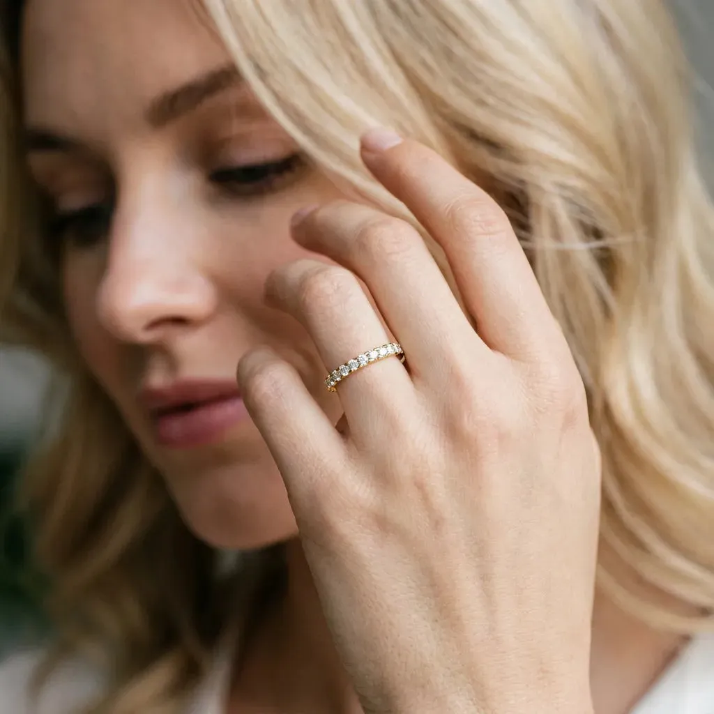 Round Diamond Pavé Set Eternity Band with Micro Prong Setting Yellow gold