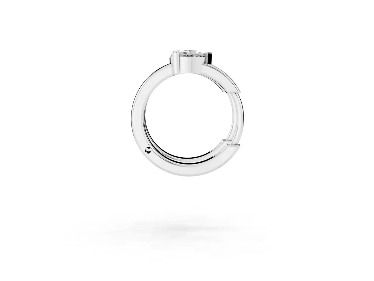 Pear Diamond Mini Huggie Hoop Earrings Silver