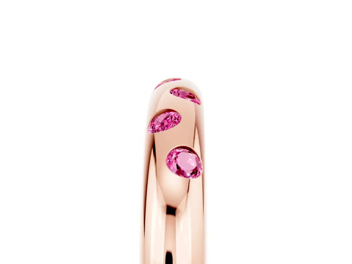 Round Pink Sapphire Flush-Set Comfort Fit Band Rose gold
