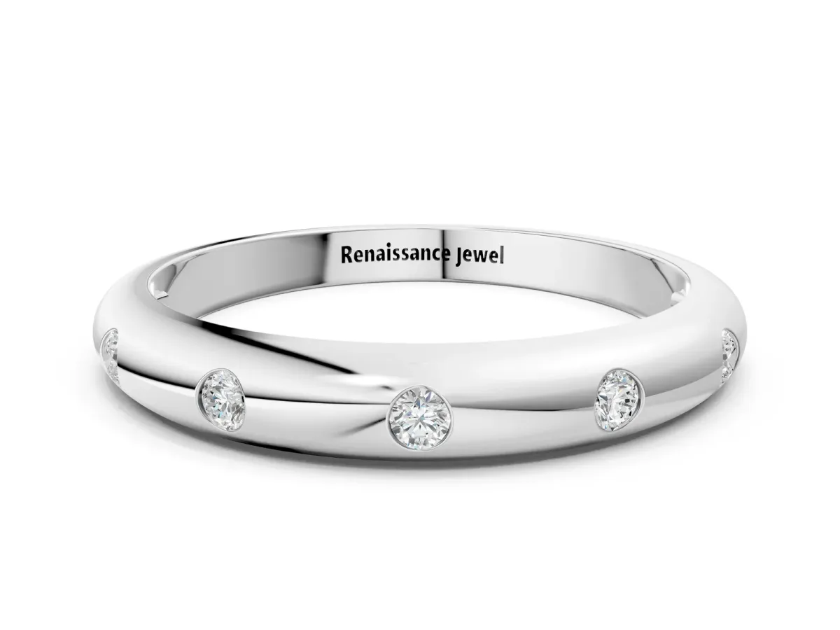 Bezel Set Round Diamond Comfort Fit Band Platinum
