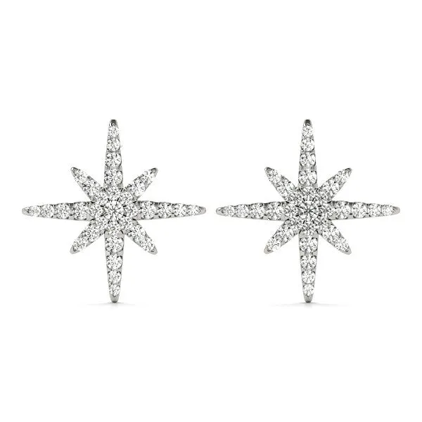 Pavé Diamond Starburst Stud Earrings White gold
