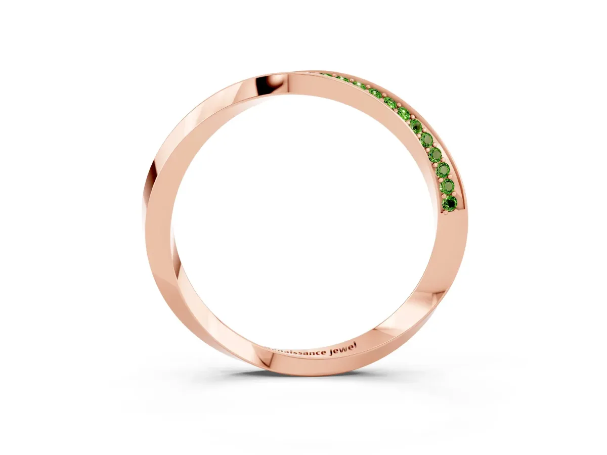 Pavé Round Peridot Twist Band Rose gold
