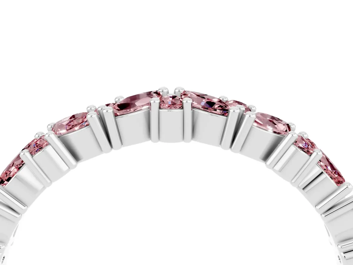 Marquise and Round Morganite Vine Eternity Band with Prong Setting Silver