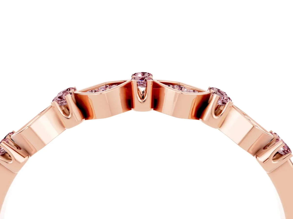 Pavé Cushion Morganite Cluster Eternity Band with Prong Setting Rose gold