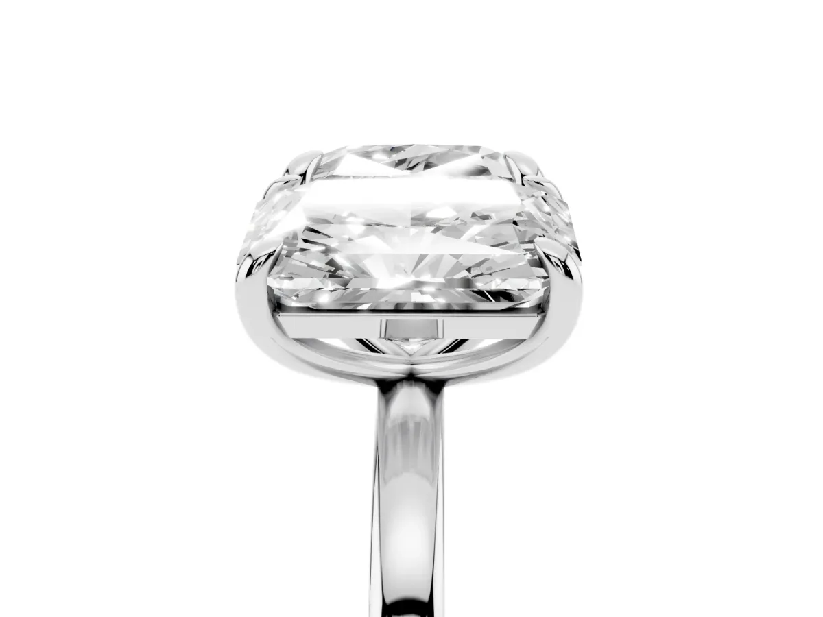 Cushion and Radiant Toi Moi Ring with Prong Setting and Plain Band Silver