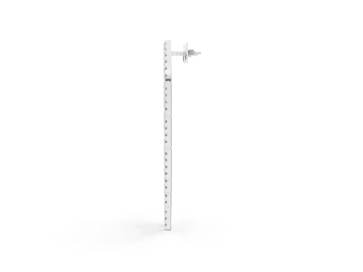 Round Diamond Pavé Waterfall Drop Earrings White gold