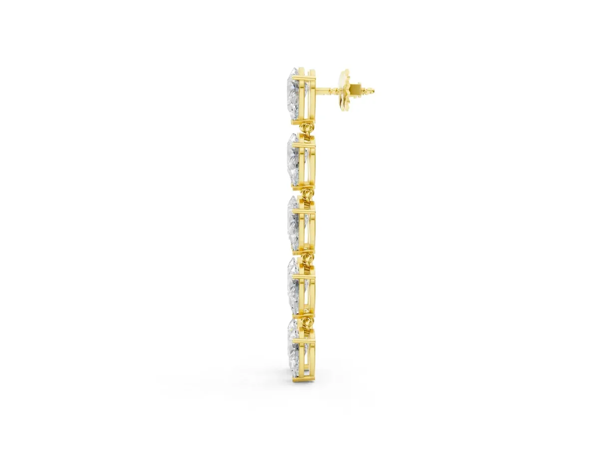 Pear Diamond Dangle Earrings with Pear Diamond Accents Yellow gold