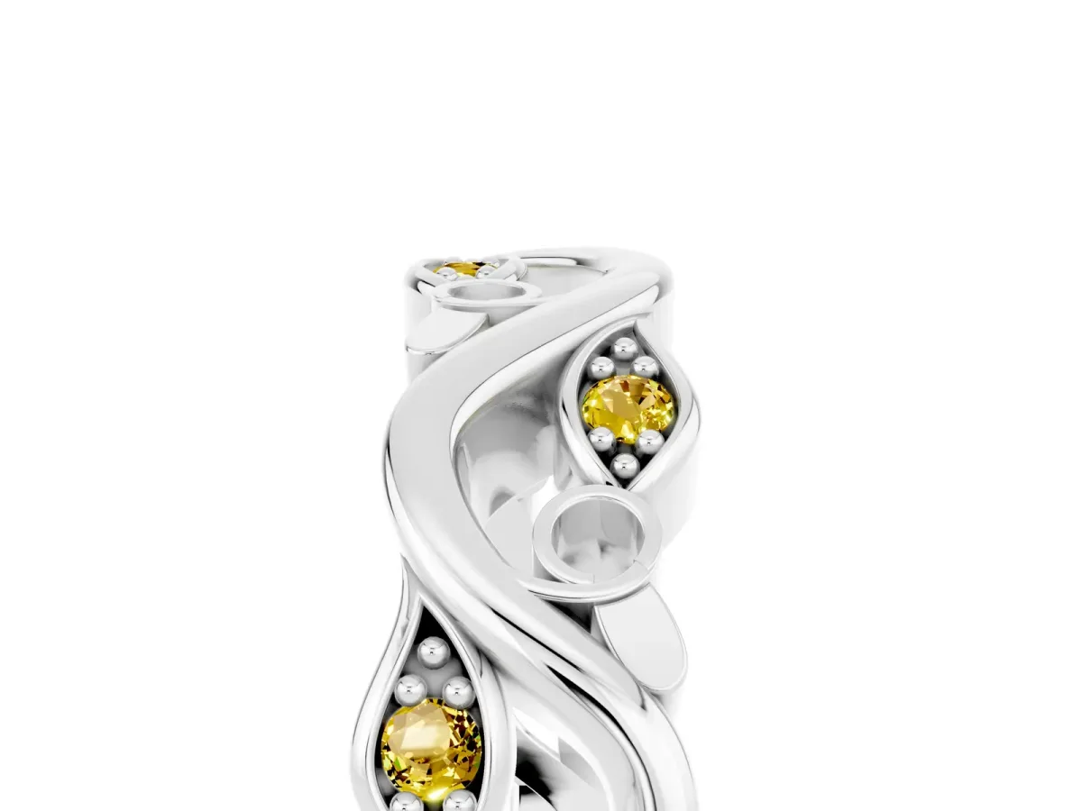 Marquise Yellow Sapphire Vine Eternity Band with Bezel Setting Platinum