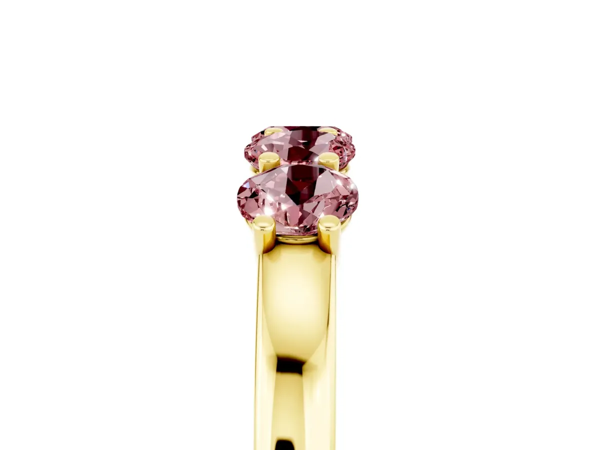 Four-Stone Round Morganite Prong-Set Band Yellow gold