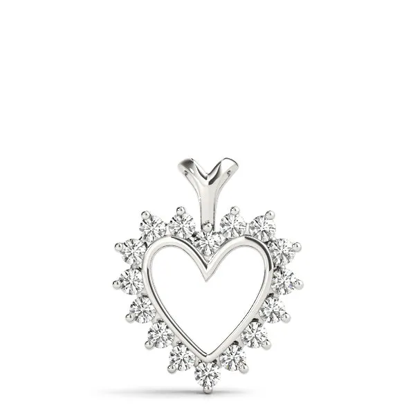 Heart-Shaped Diamond Halo Pendant with Round Brilliant Prong Setting Silver