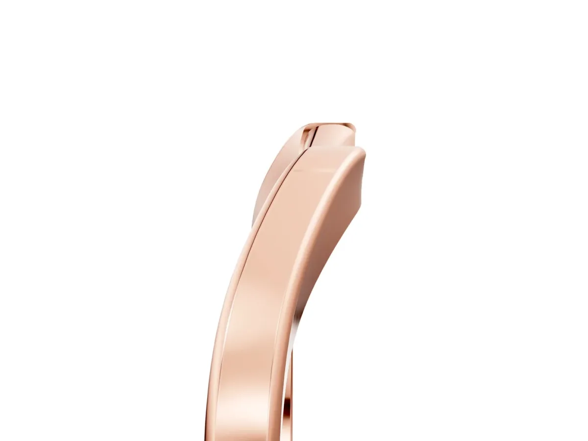 Contoured Solitaire Round Bezel Set Wedding Band Rose gold
