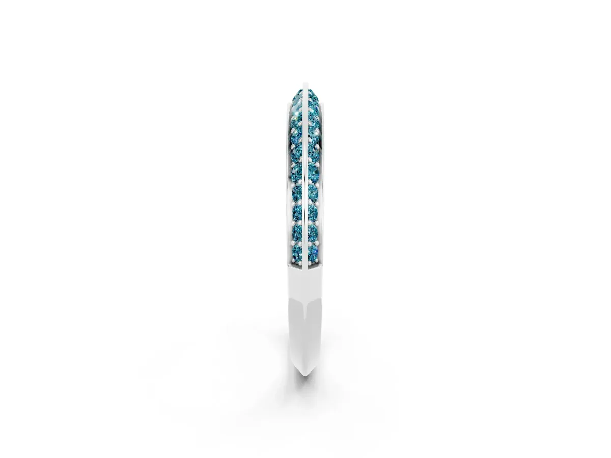 Double Row Pavé Round Blue Topaz Eternity Band with Channel Setting Silver