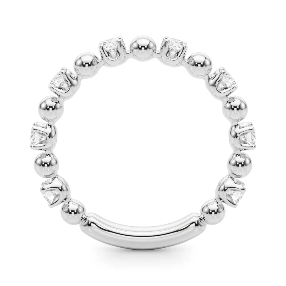 Round Bezel Set Diamond Eternity Band with Prong Setting Silver