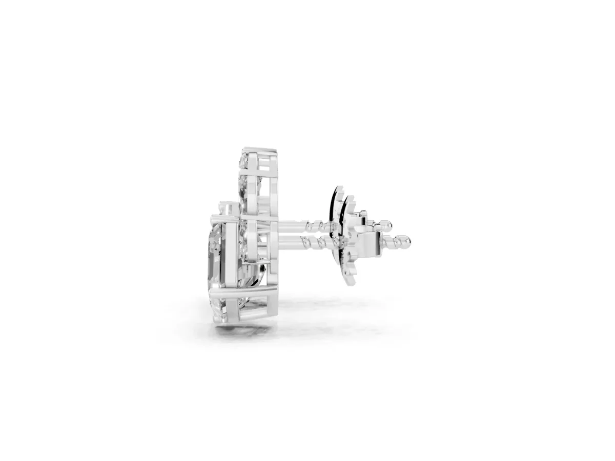 Asscher and Marquise Diamond Cluster Stud Earrings Platinum