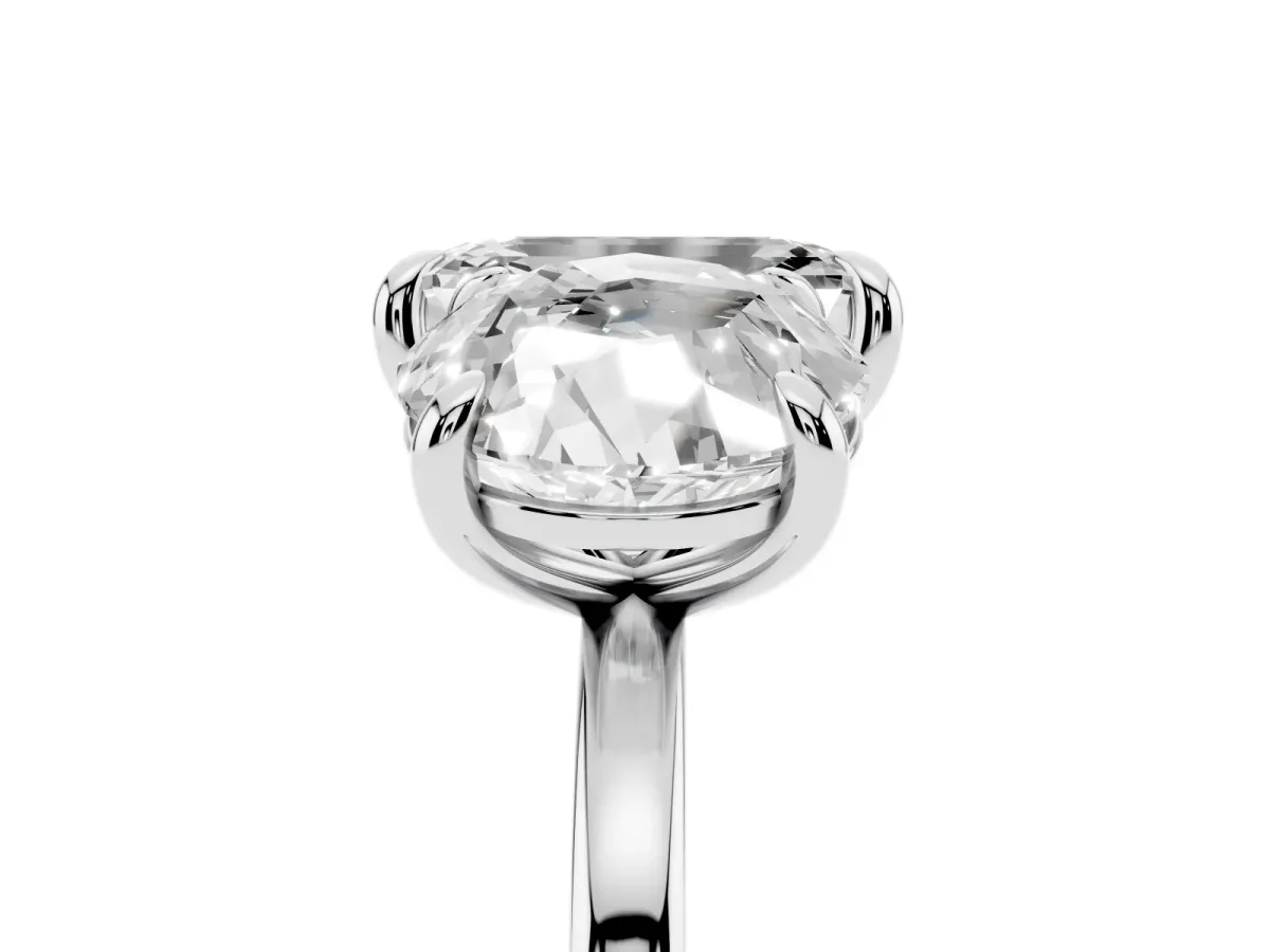 Round and Emerald Toi Moi Ring with Prong Setting and Plain Band Silver