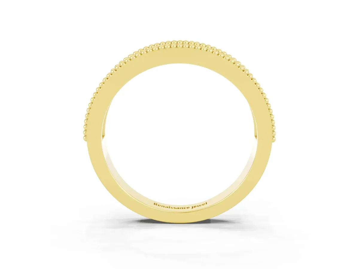 Round Yellow Sapphire Twist Milgrain Band with Bezel Setting Yellow gold