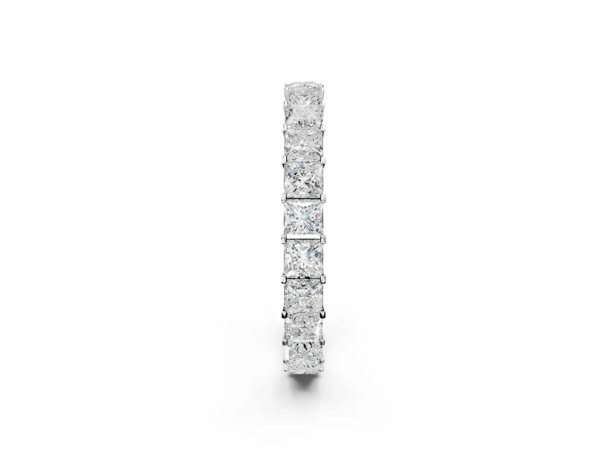 Princess Cut Diamond Eternity Band with Channel Setting and Shared Prong Platinum