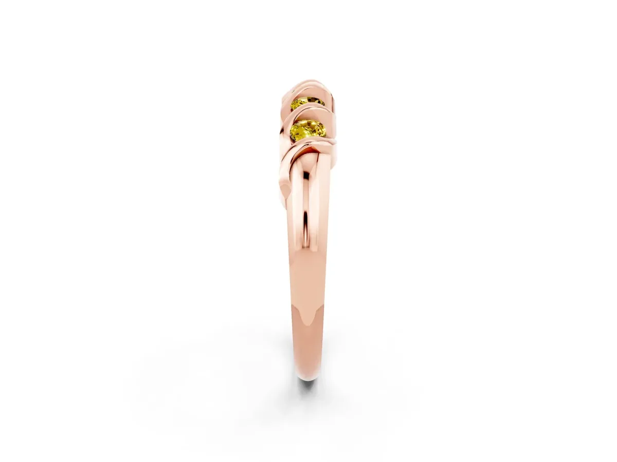 Round Yellow Sapphire Eternity Band with Twist Prong Setting Rose gold