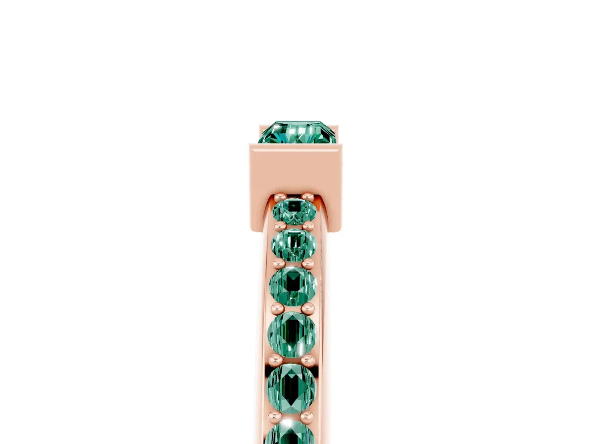 Baguette Green Sapphire Pavé Band with Bar Setting Rose gold