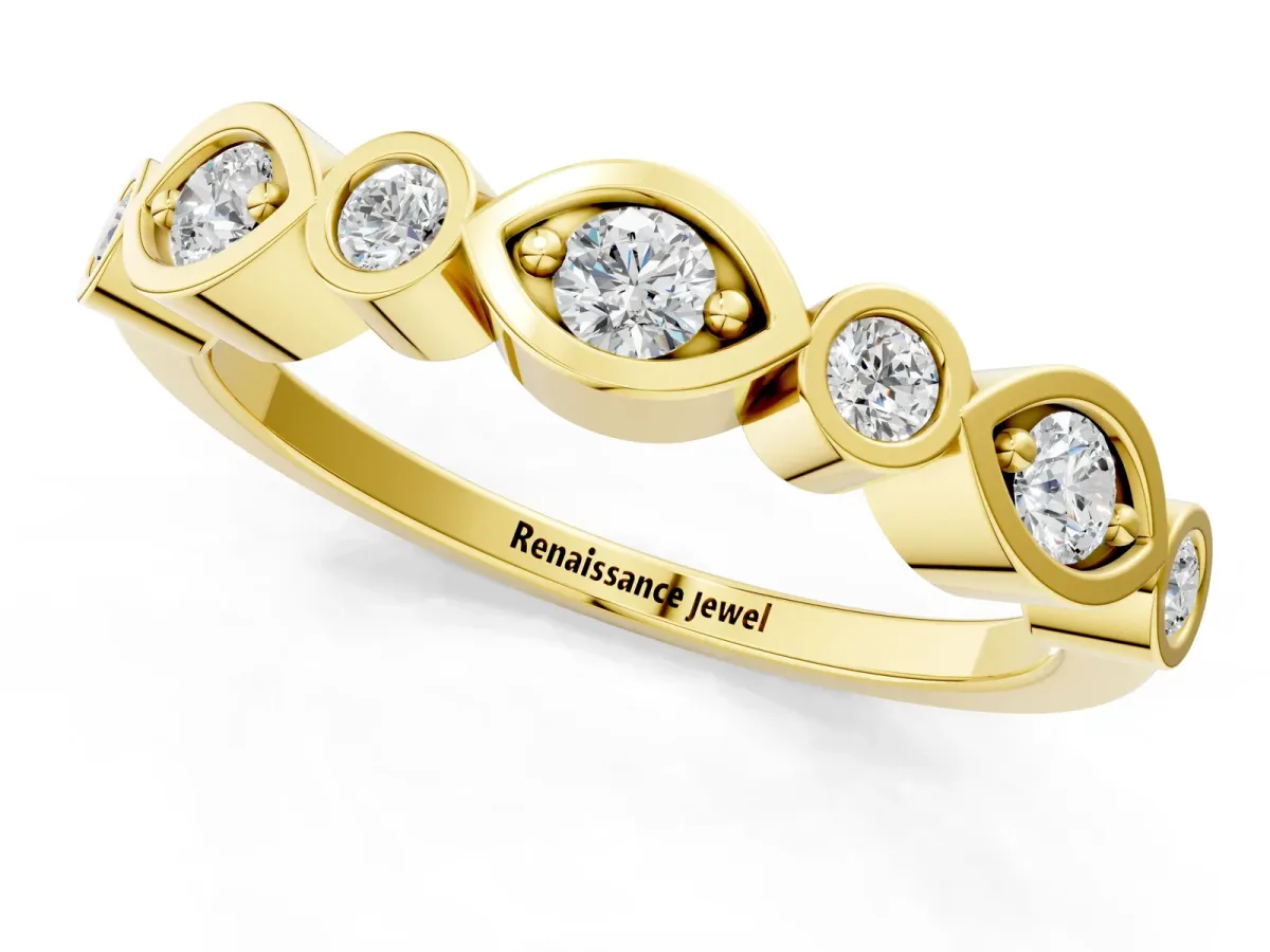 Bezel Set Mixed Shape Diamond Eternity Band Yellow gold