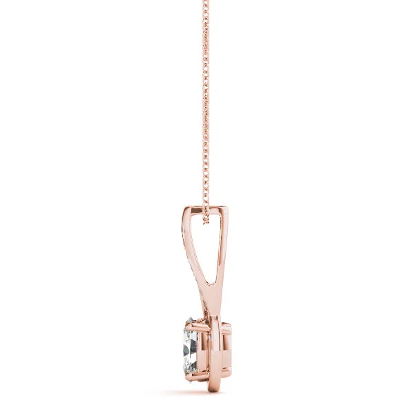 Oval Diamond Bezel-Set Pendant Rose gold