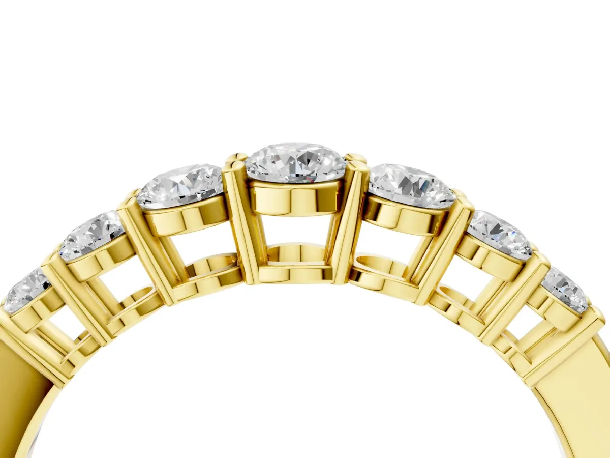 Round Diamond Prong-Set Half-Eternity Band Yellow gold