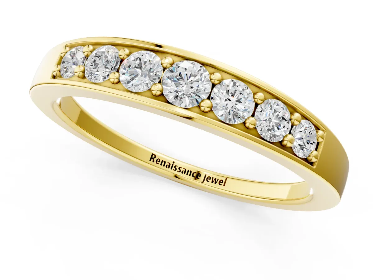 Channel-Set Round Diamond Comfort Fit Band Yellow gold