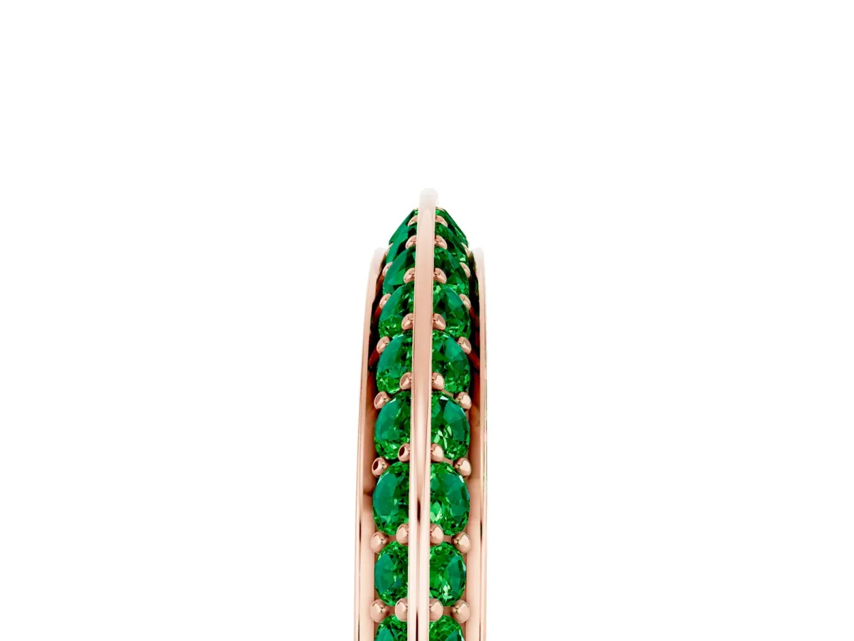 Double Row Pavé Round Emerald Eternity Band with Channel Setting Rose gold