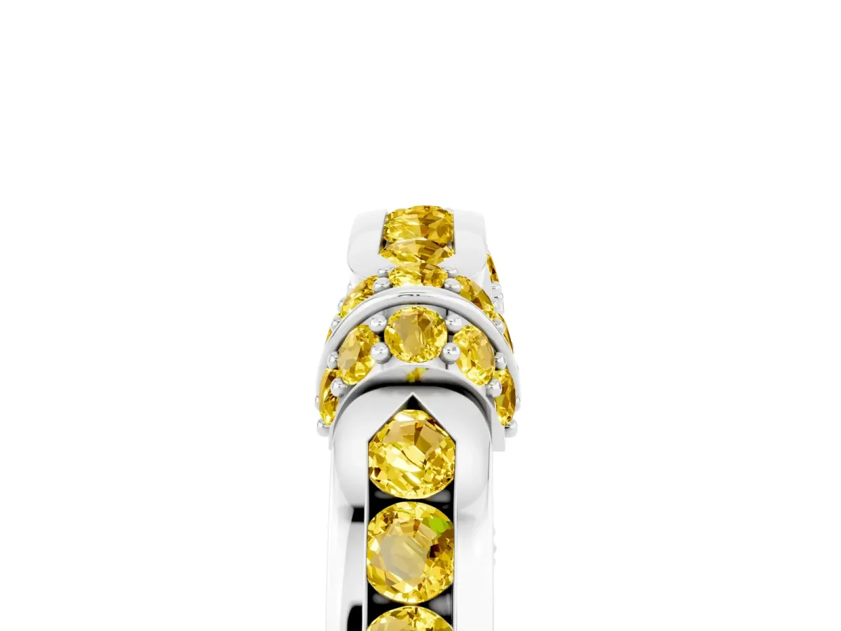 Pavé Round Yellow Sapphire Link Band with Bezel Setting Silver