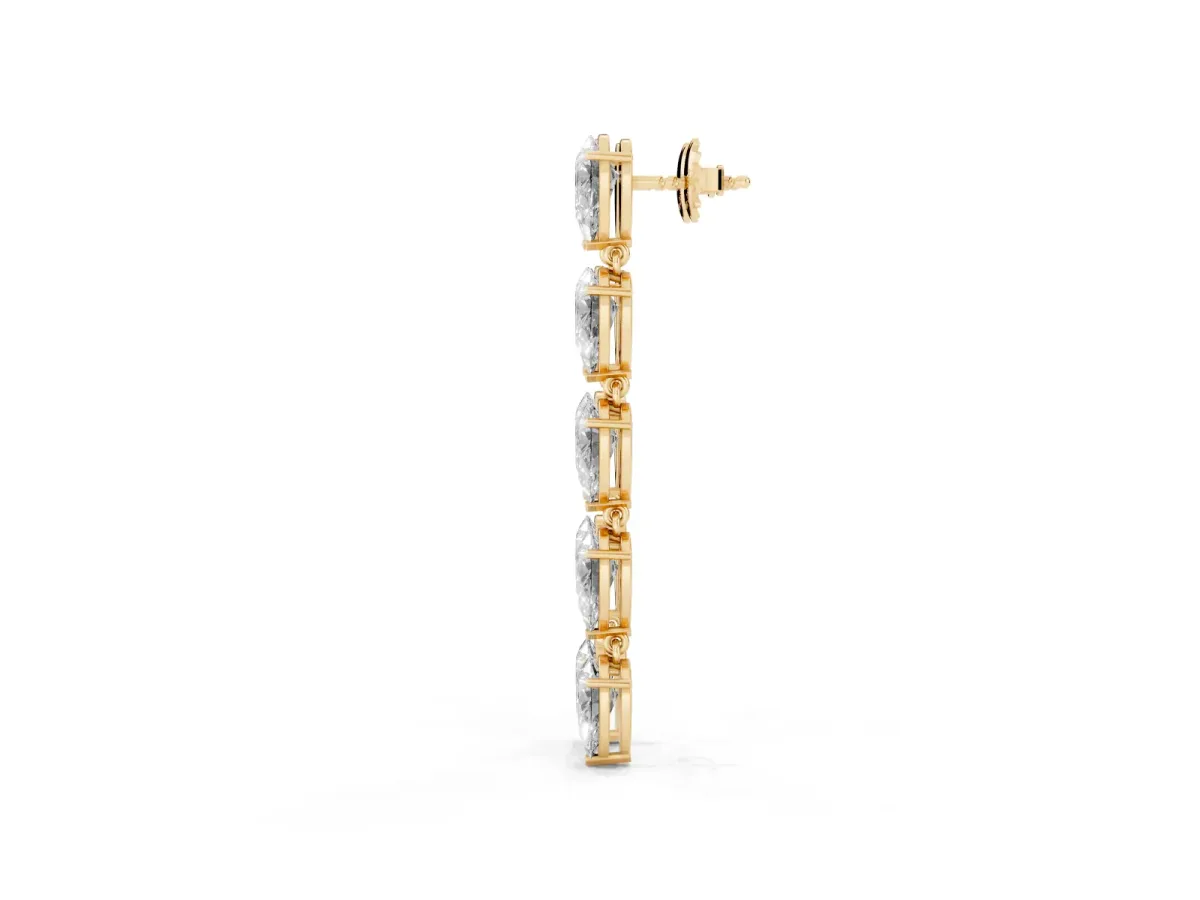 Pear Diamond Dangle Earrings with Pear Diamond Accents Yellow gold