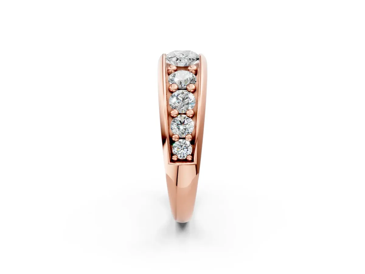 Oval Diamond Mens Ring with Round Diamond Accents Rose gold