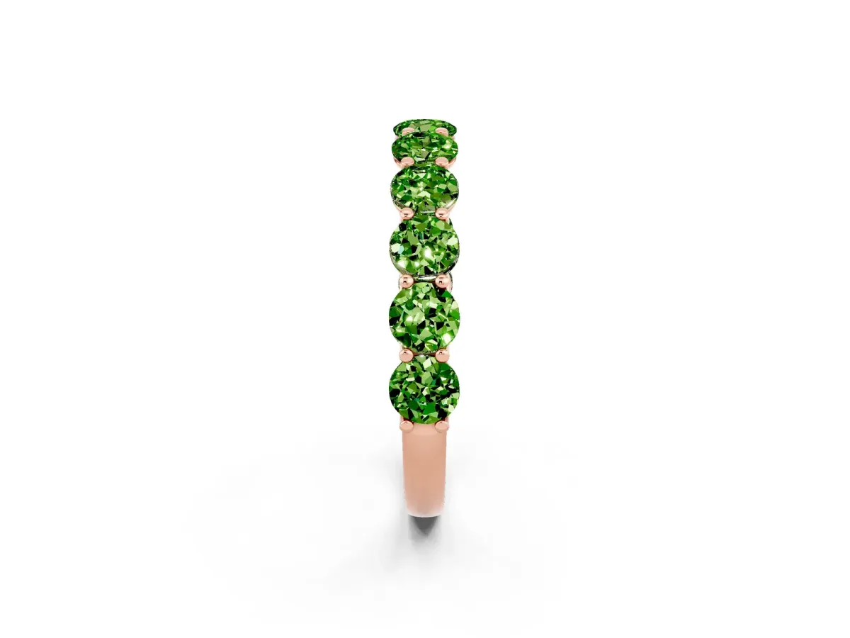 Round Peridot Shared Prong Eternity Band Rose gold
