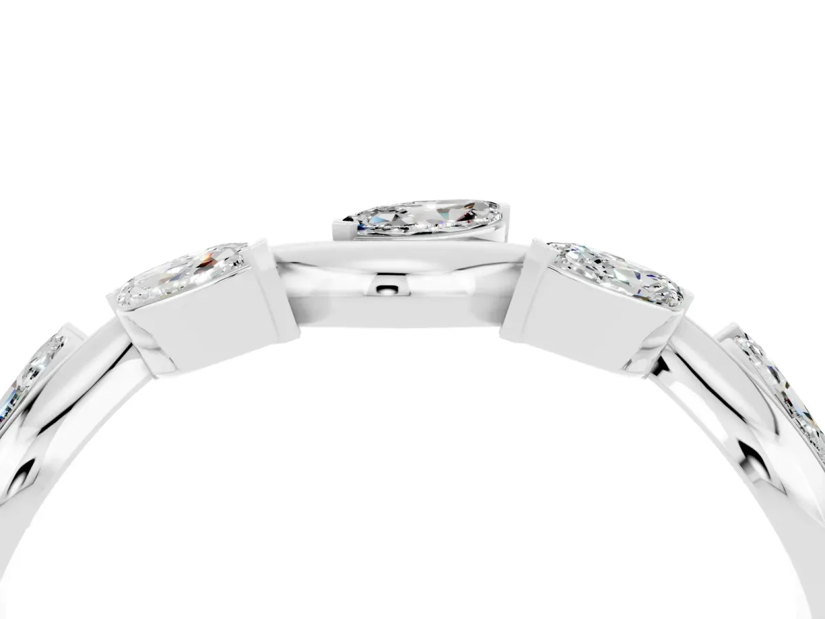 Marquise Moissanite Twisted Band with Prong Setting Platinum