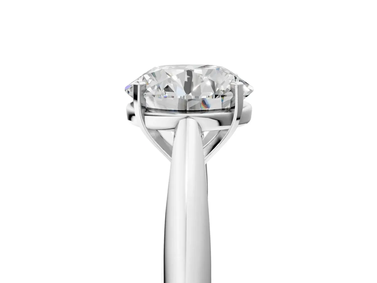 Round Cut Diamond Solitaire Engagement Ring with Cathedral Setting and Four-Prong Mount White gold