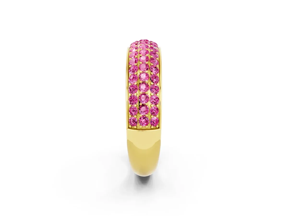 Three-Row Round Pink Sapphire Eternity Band with Shared Prong Setting Yellow gold